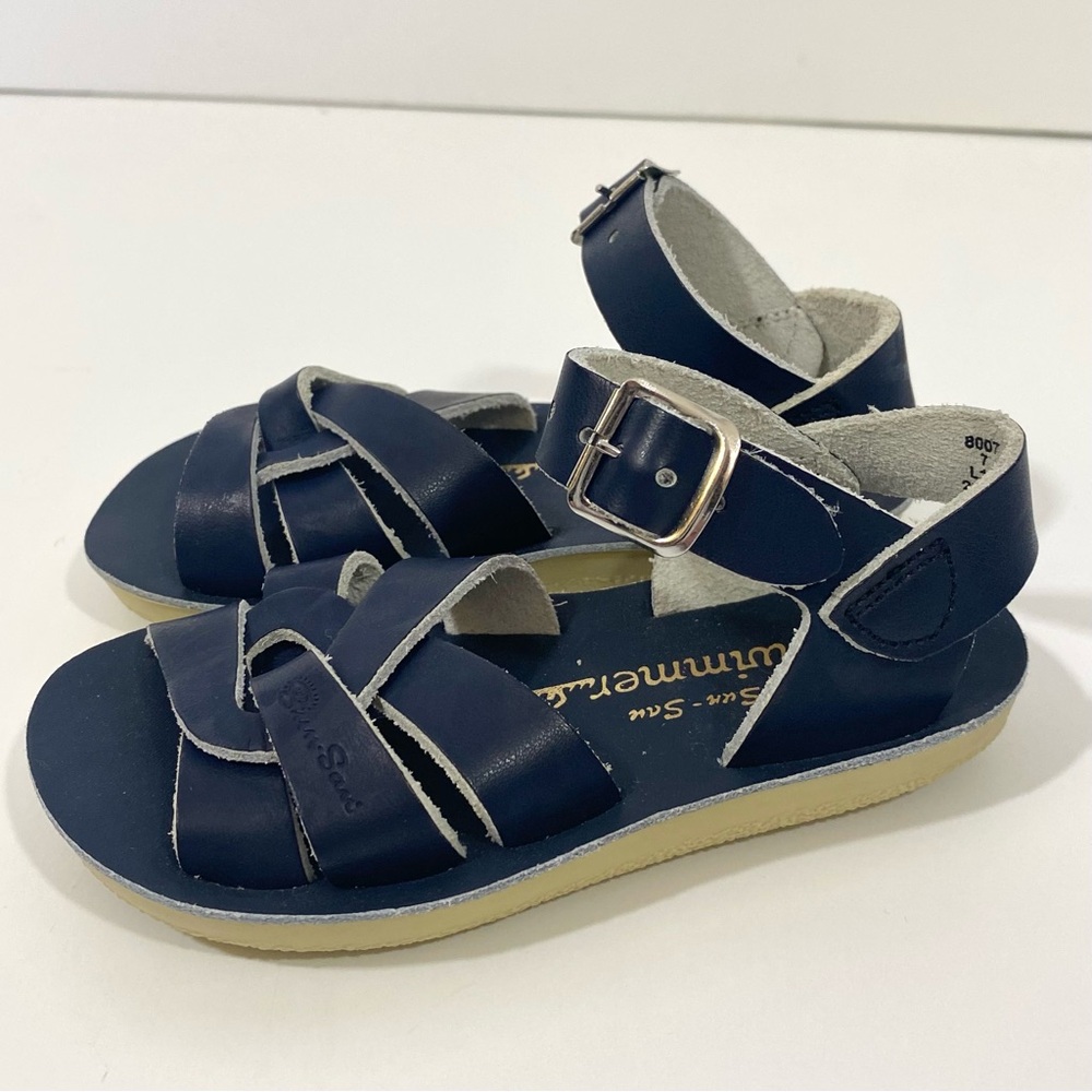 Little Girl’s Salt Water Sun San Swimmers Navy Blue Size 7